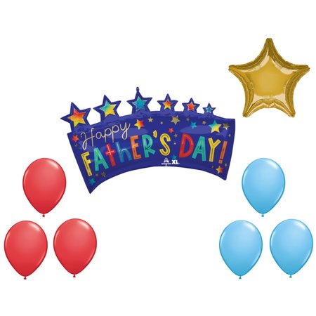 LOONBALLOON LOONBALLON Father's Day Theme Balloon Set, 34 Inch Father's Day Star Banner Balloon, Star Foil 97120